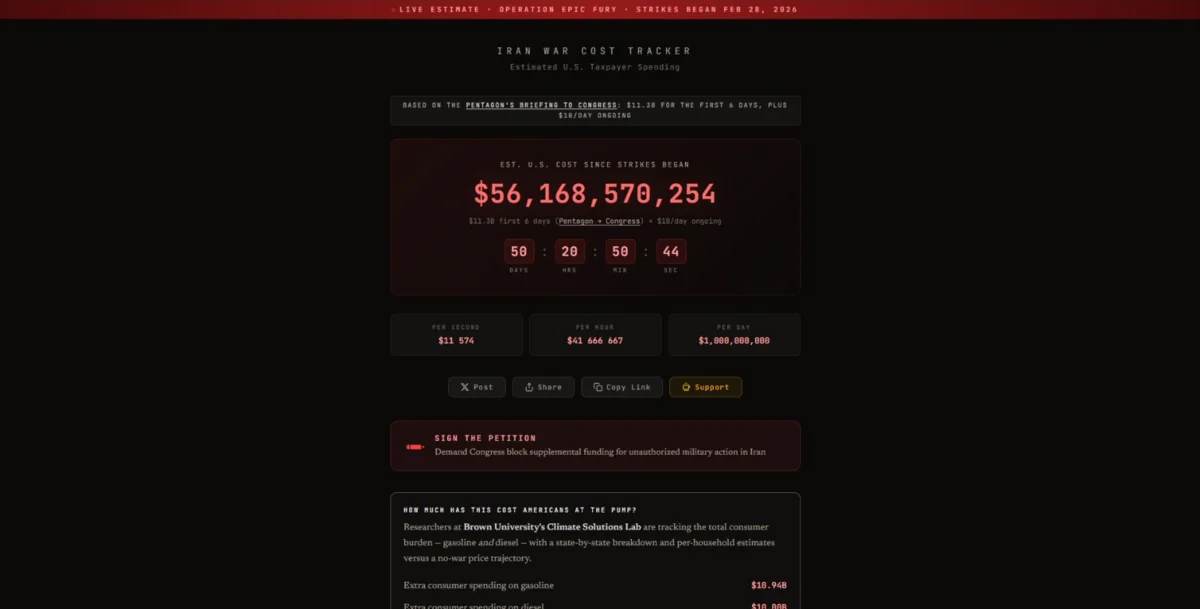 Расходы США на операцию против Ирана превысили $56 млрд